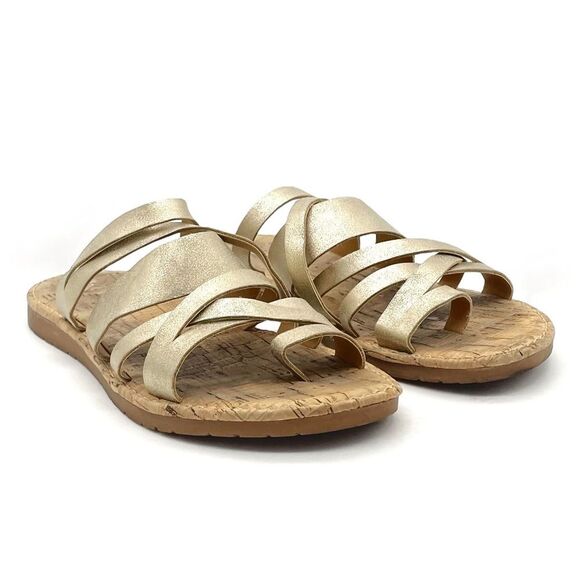 Korks Clemmons Strappy Sandal Faux Leather Comfort Slide in Gold Womens Size 6.5 - Picture 7 of 16